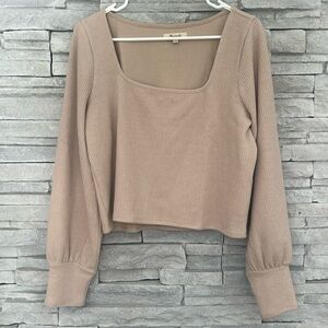 Madewell Beige Ribbed Sweater Square Neck Crop Top Size Large
